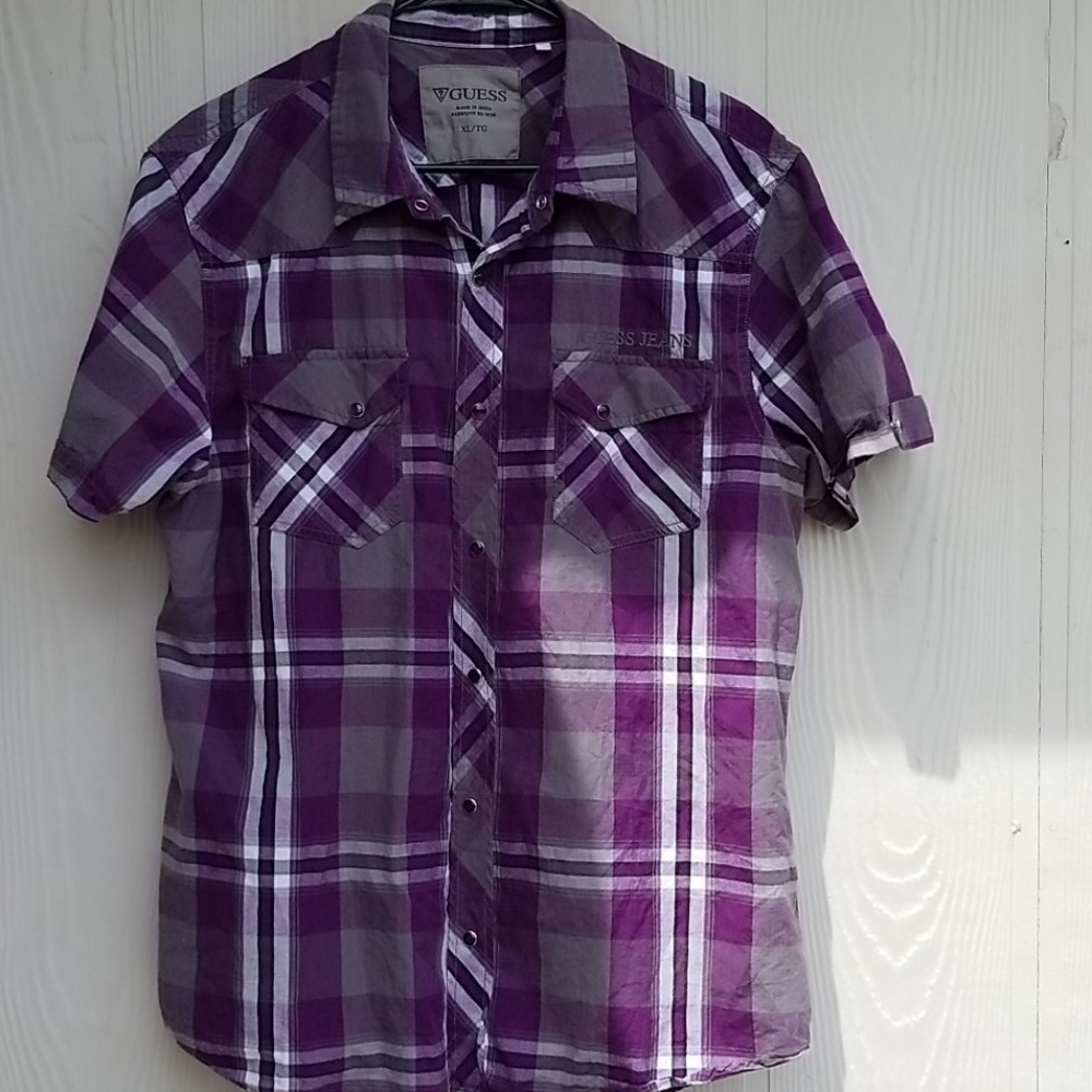 Men's XL Guess Short Sleeve Pearl Snap